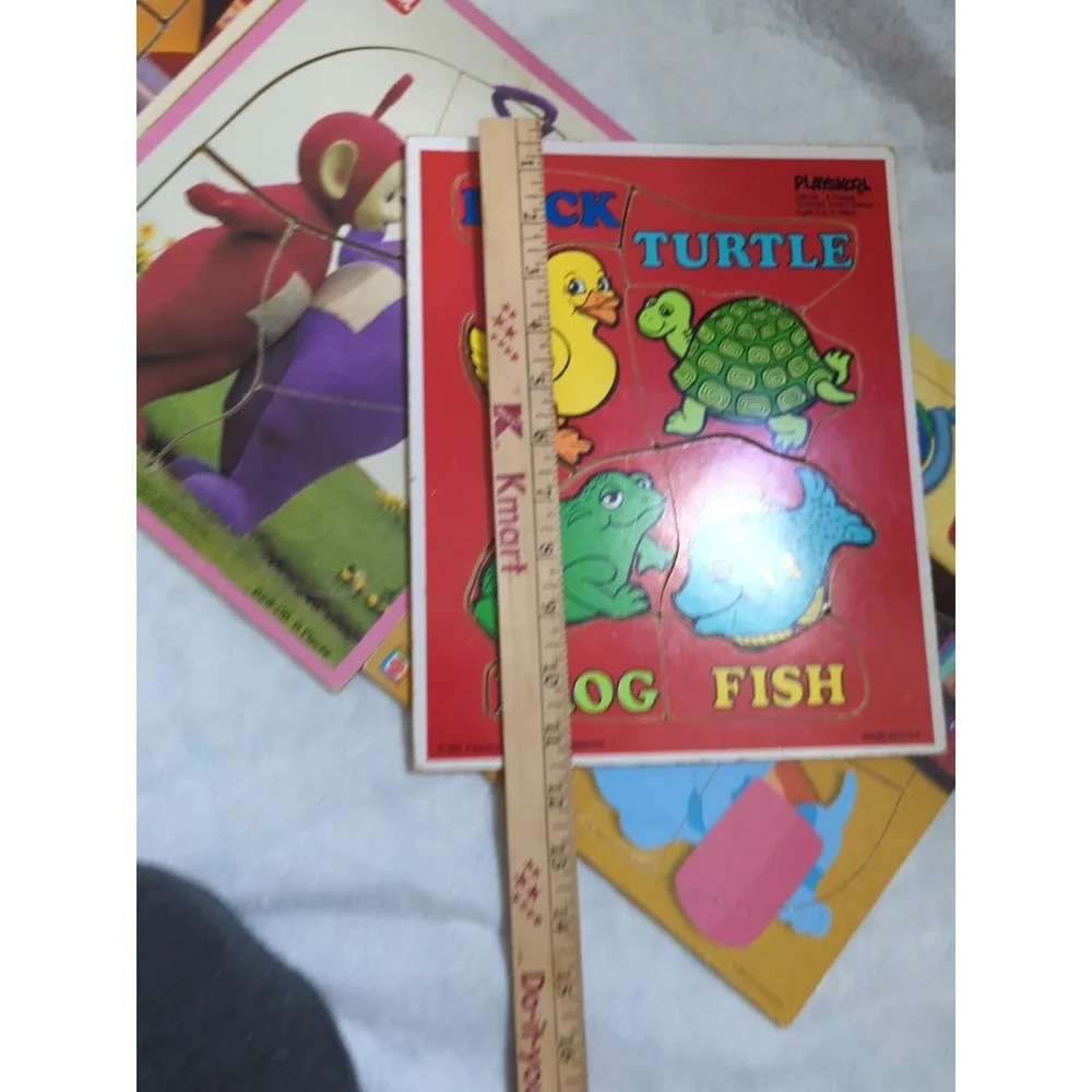 Barney Blues Clues Teletubbies Playskool Swim Wooden Puzzles Vintage lot